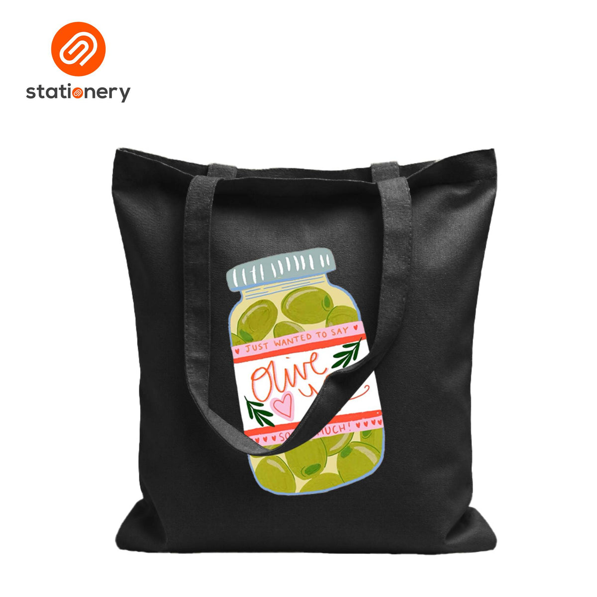 Printed Black Canvas Tote Bag with Zipper-zoom-2