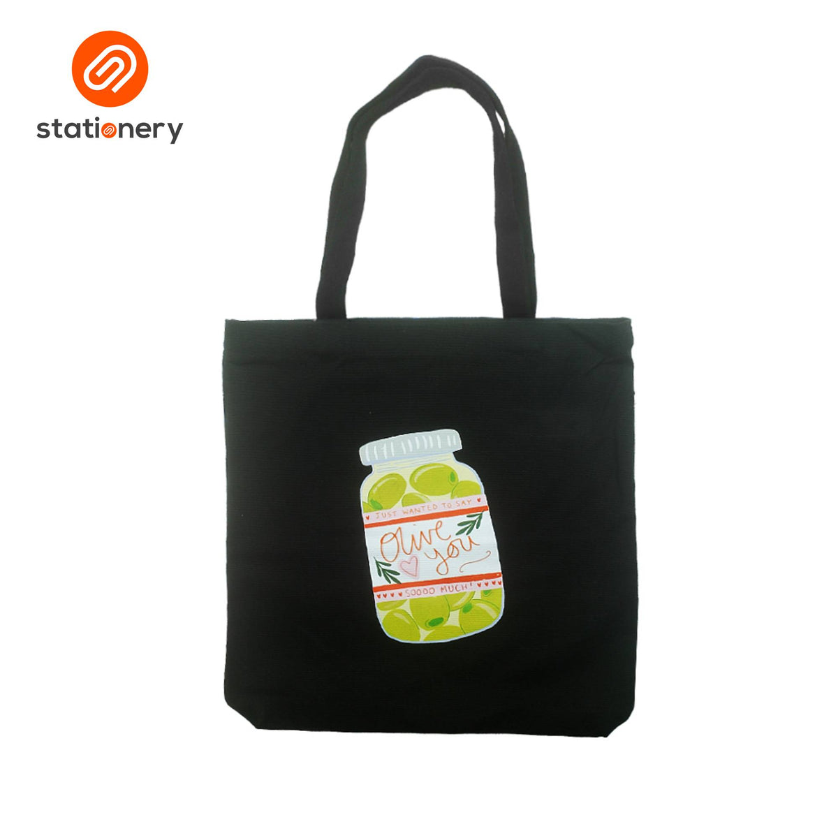 Printed Black Canvas Tote Bag with Zipper-zoom-4