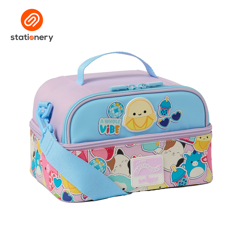 Smiggle Squishmallows Large Double Decker Lunchbox With Strap - Lilac-zoom-