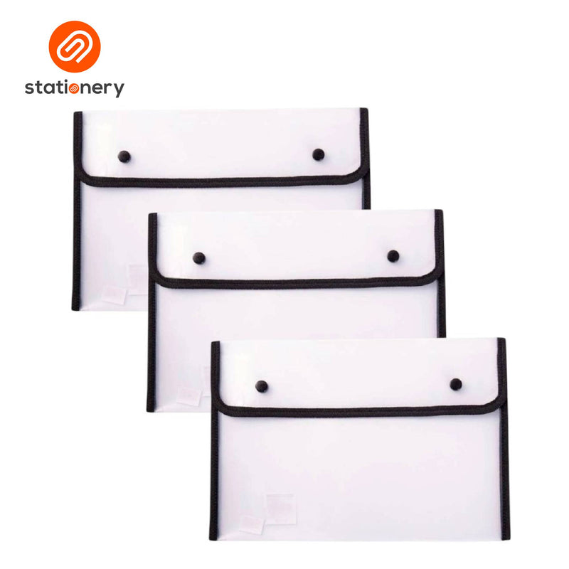 Seagull Plastic Envelope 2 Snap Buttons & Piping Pack of 3 - 39.5cm x 27.7cm (X-Large)-zoom-