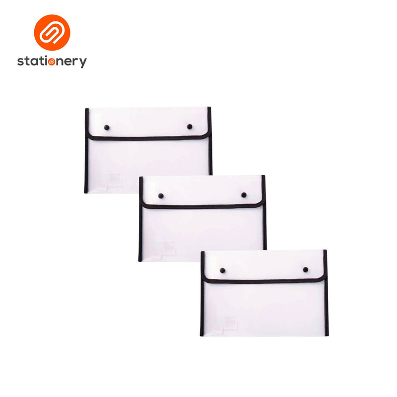Seagull Plastic Envelope 2 Snap Buttons & Piping Pack of 3 - 24.3cm x 16.8cm (Small)-zoom-