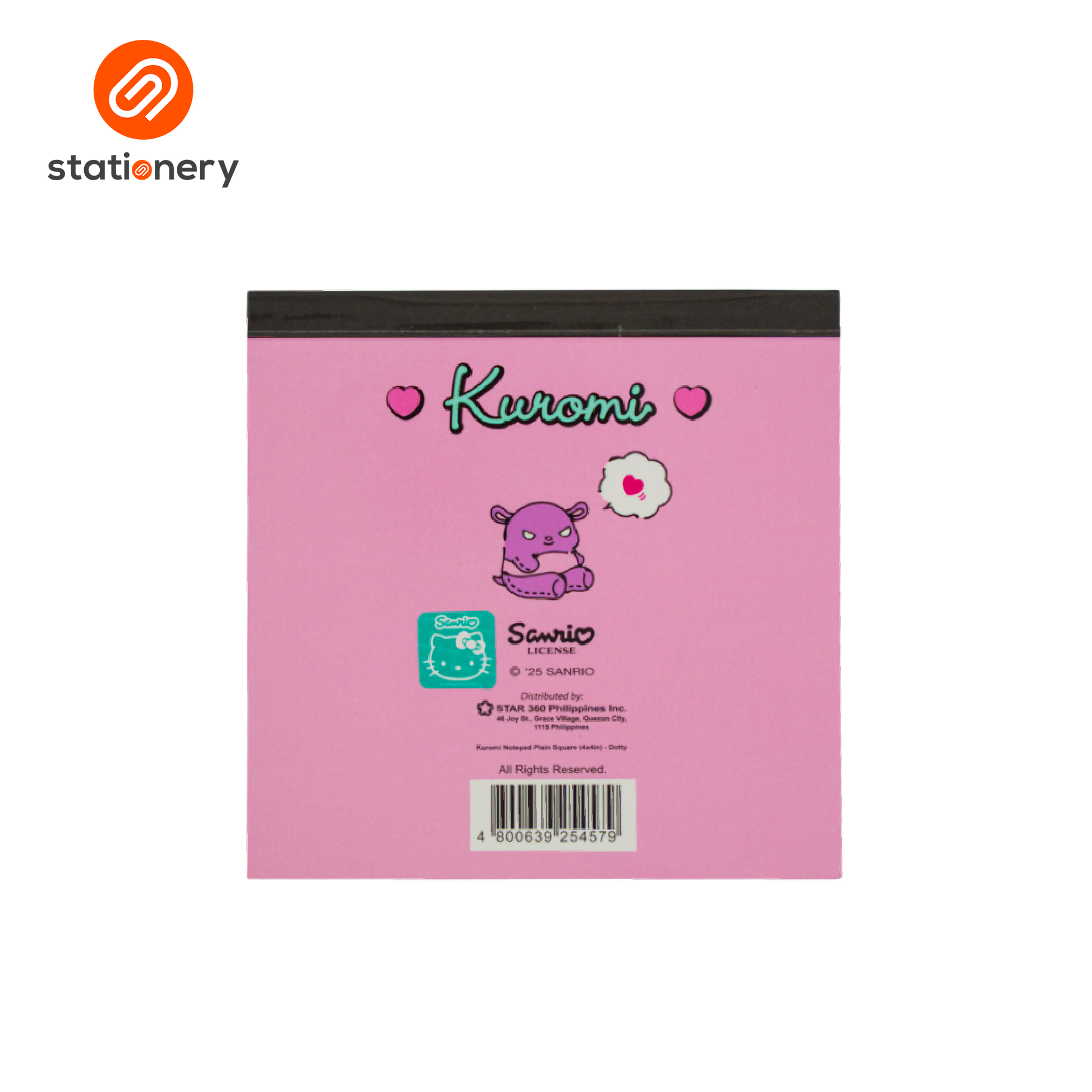 Kuromi Notepad Plain Square - 4x4"-6