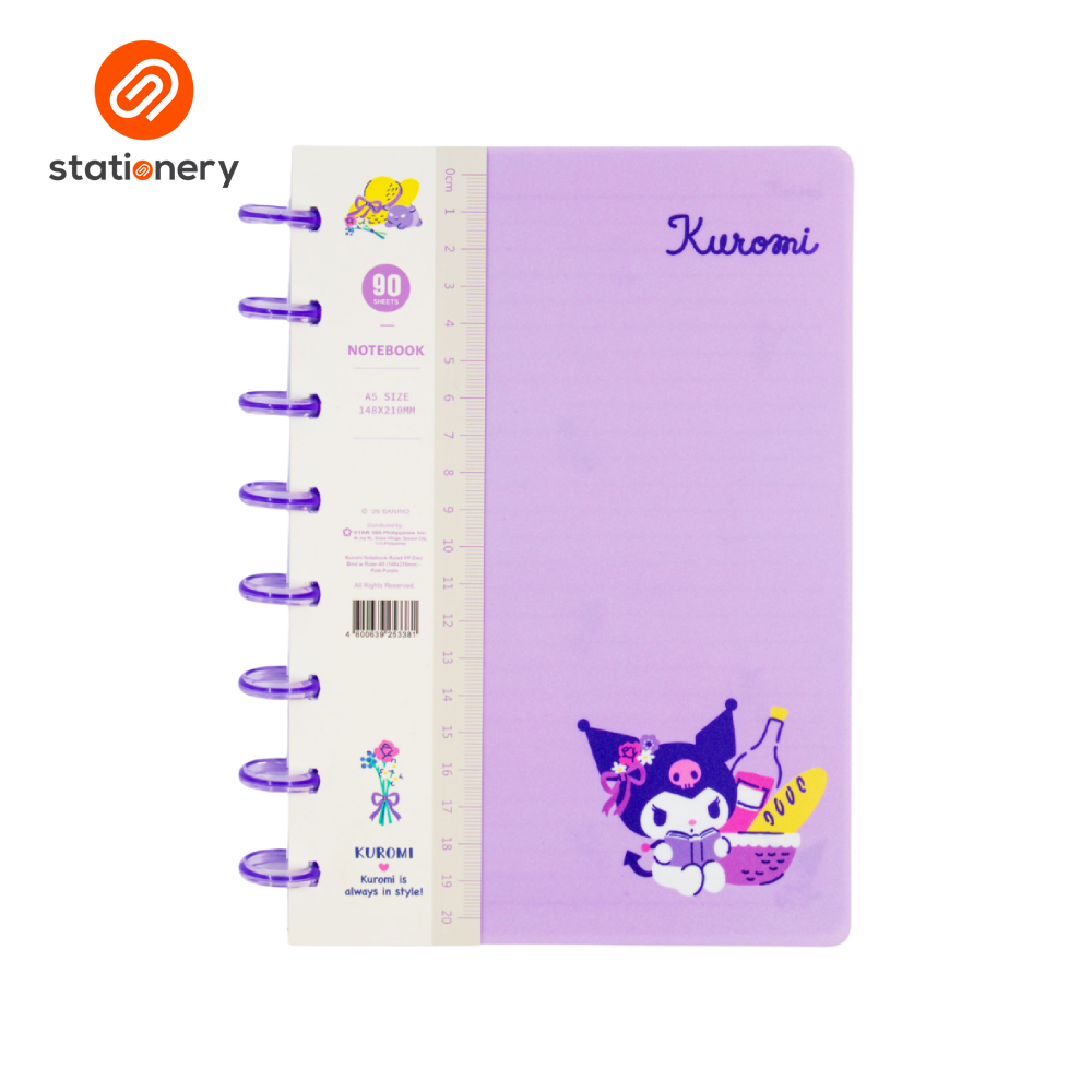 Kuromi Notebook Ruled PP Disc Bind w Ruler A5 (148x210mm)-zoom-1