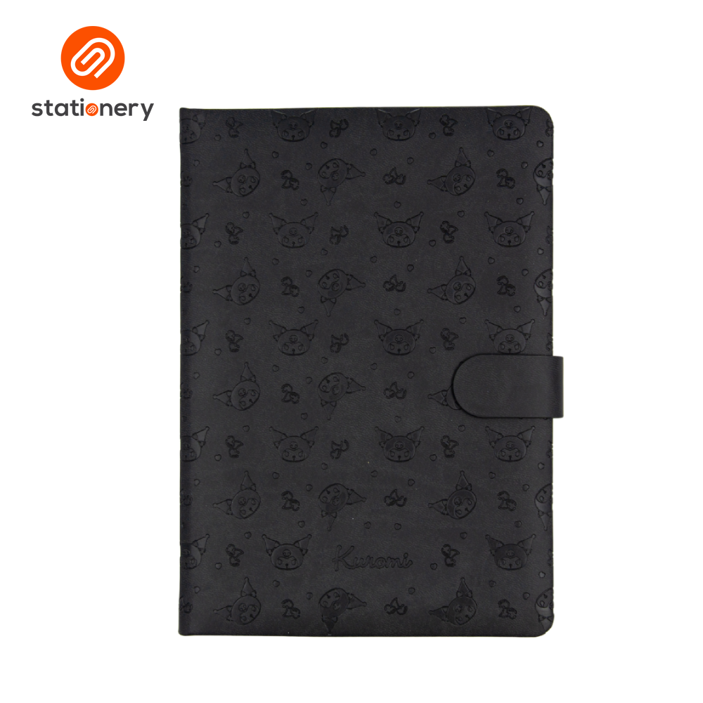 Sanrio Kuromi Journal Ruled PU w/  S-Button A5 (148x210mm) - Black