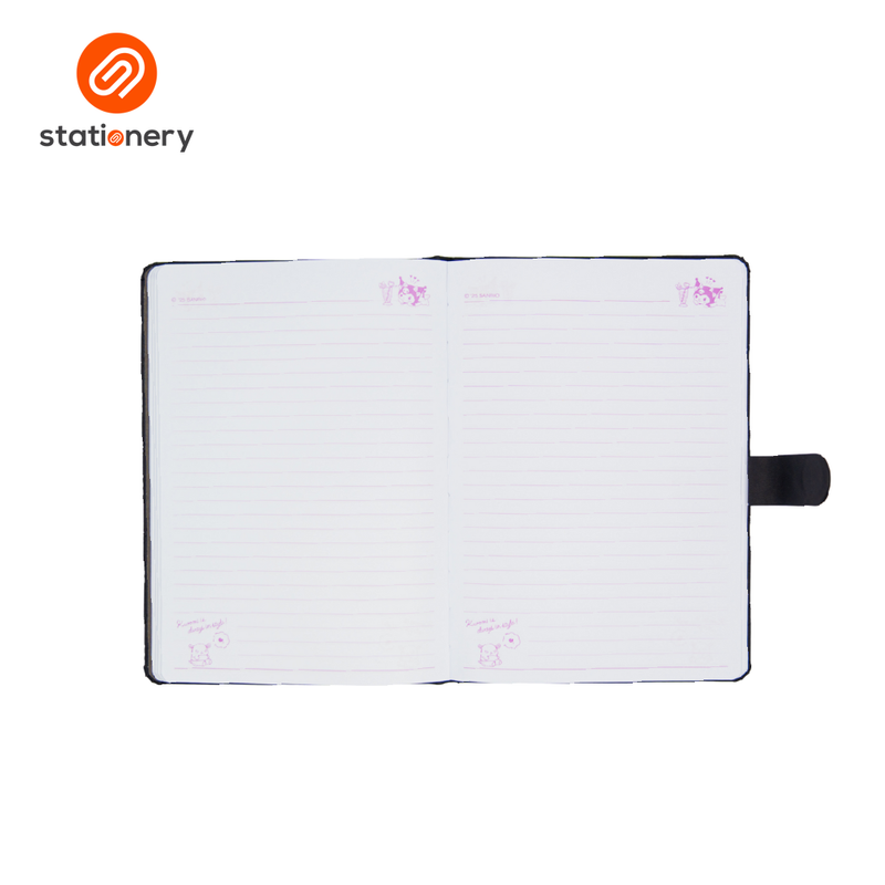 Sanrio Kuromi Journal Ruled PU w/  S-Button A5 (148x210mm) - Black-zoom-