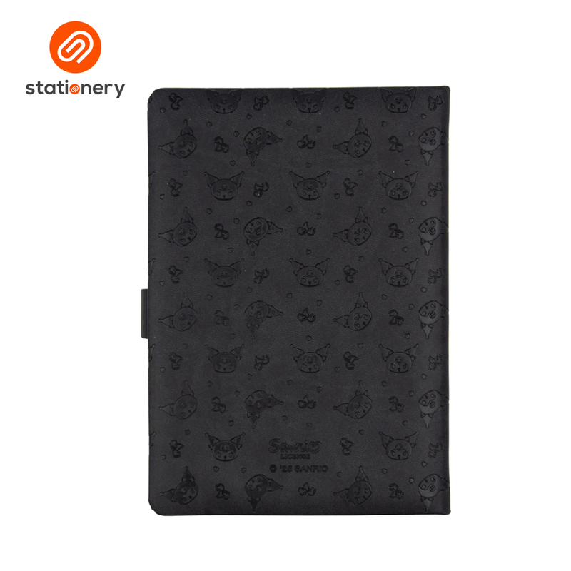 Sanrio Kuromi Journal Ruled PU w/  S-Button A5 (148x210mm) - Black-zoom-
