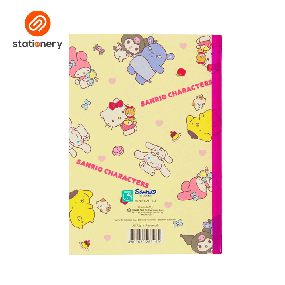 Sanrio Mix Notebook Ruled Stitched (176x250mm) - Best Buds Subtle-8