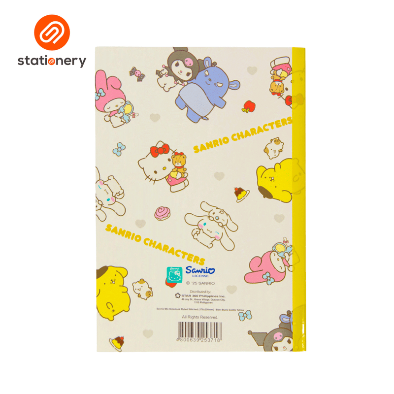 Sanrio Mix Notebook Ruled Stitched (176x250mm) - Best Buds Subtle-zoom-