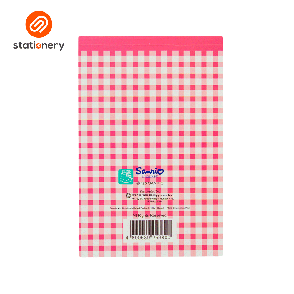 Sanrio Mix Notebook Ruled Padded (125x190mm) - Plaid Chummies-zoom-3