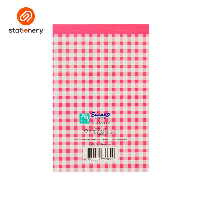 Sanrio Mix Notebook Ruled Padded (125x190mm) - Plaid Chummies-zoom-
