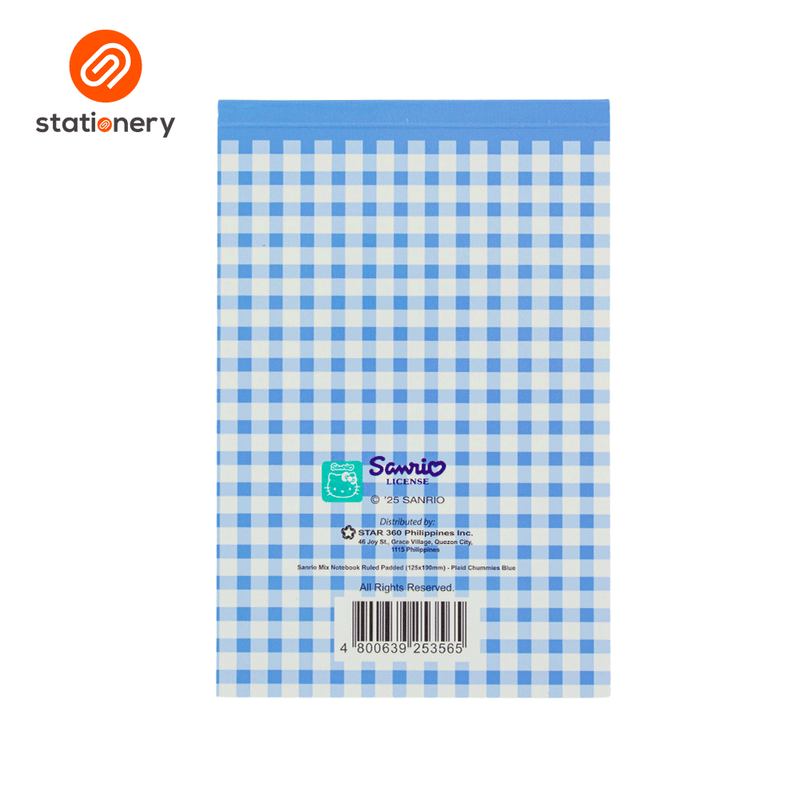 Sanrio Mix Notebook Ruled Padded (125x190mm) - Plaid Chummies-zoom-