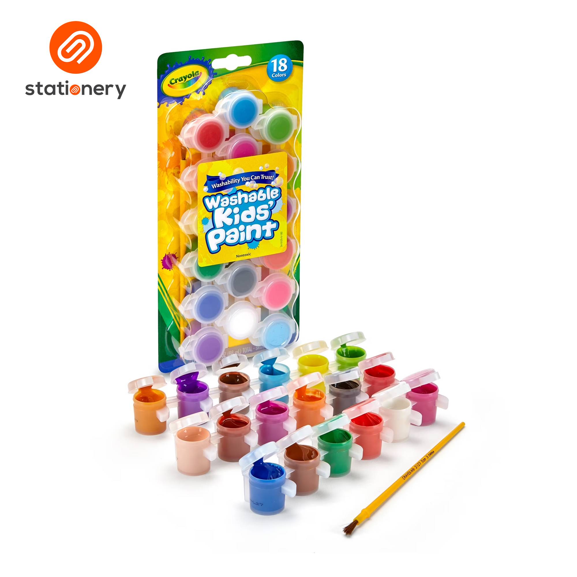 SSP-38008076:38008076_Crayola_Washable_Kids_Paint_Pot_18CT_with_Brush_1.jpg
