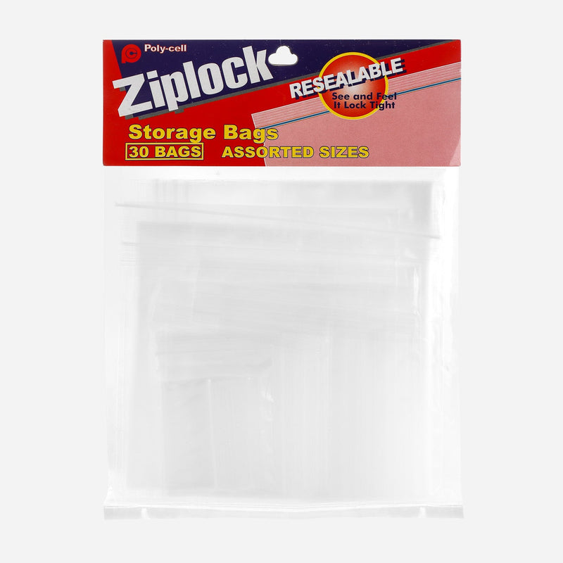 Ziplock Resealable Storage Bag Assorted Sizes 30bags-zoom-