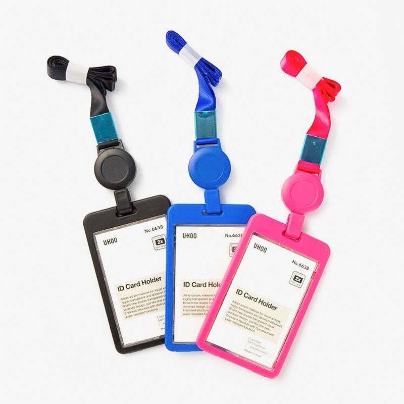 Uhoo ID Card Holder Vertical with Retractable Lanyard - Assorted-zoom-