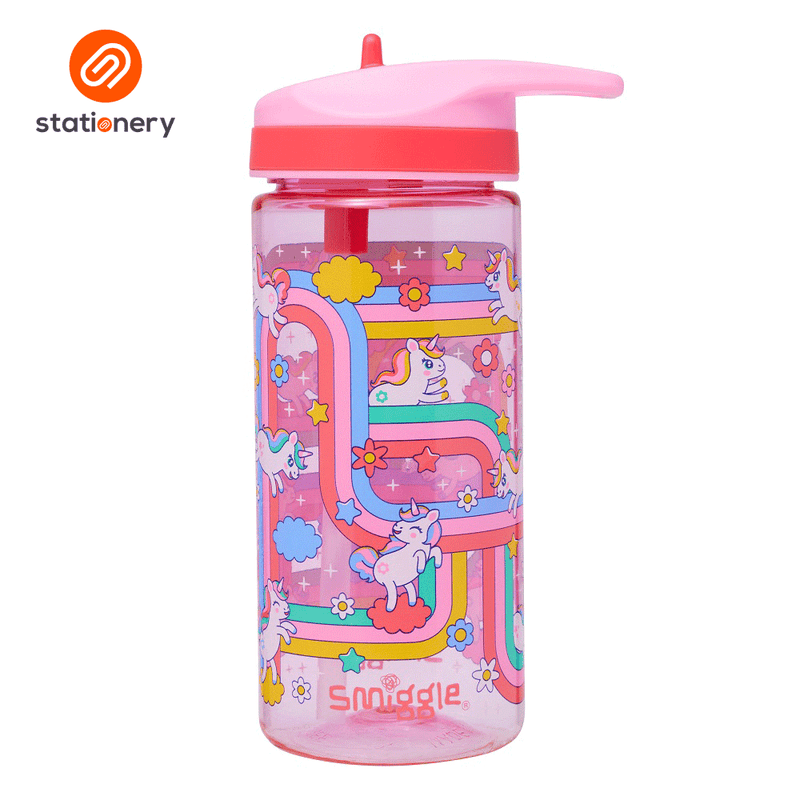 Smiggle Blast Off Junior Plastic Drink Bottle 440Ml - Pink-zoom-