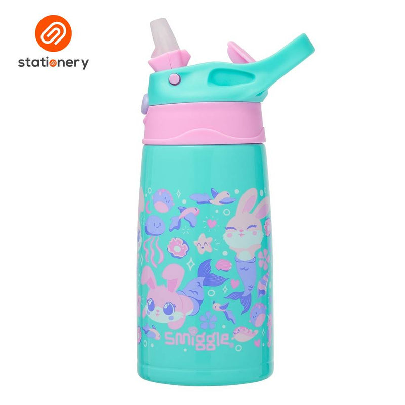 Smiggle Curious Junior Stainless Steel Flip Drink Bottle 400mL - Mint-zoom-