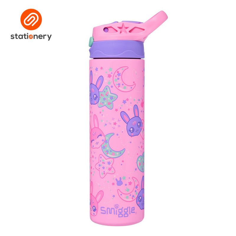 Smiggle All Stars Insulated Stainless Steel Flip Drink Bottle 520ml - Pink-zoom-