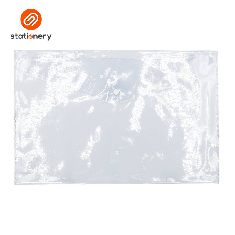 Clear Plastic Flat Envelope With Snap Button - Short-zoom-