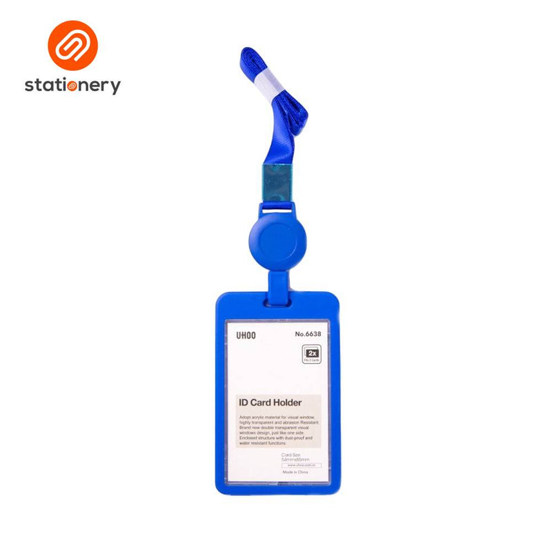 Uhoo ID Card Holder Vertical with Retractable Lanyard - Assorted-zoom-