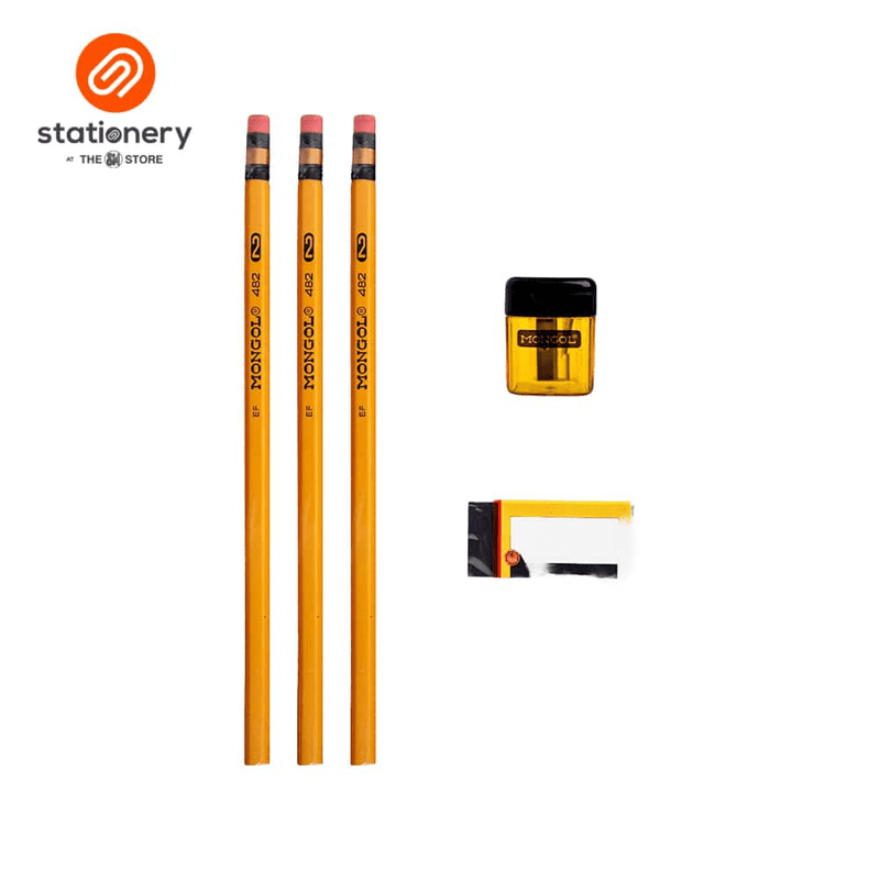 Mongol 3-Piece No. 2 Pencil with Eraser and Sharpener Set-zoom-