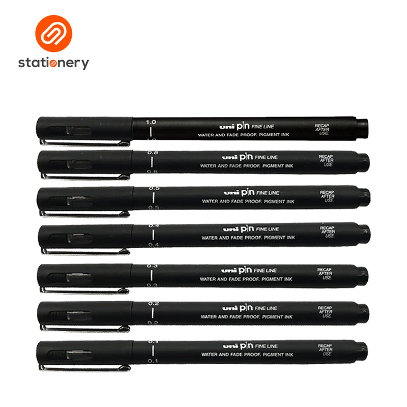 Uni Pin Line Drawing Pen - Black Ink-zoom-
