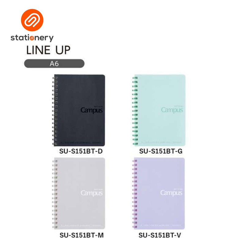 Kokuyo Campus Soft Ring Notebook A6 Dotted Ruled 6mm 50 Sheets-zoom-