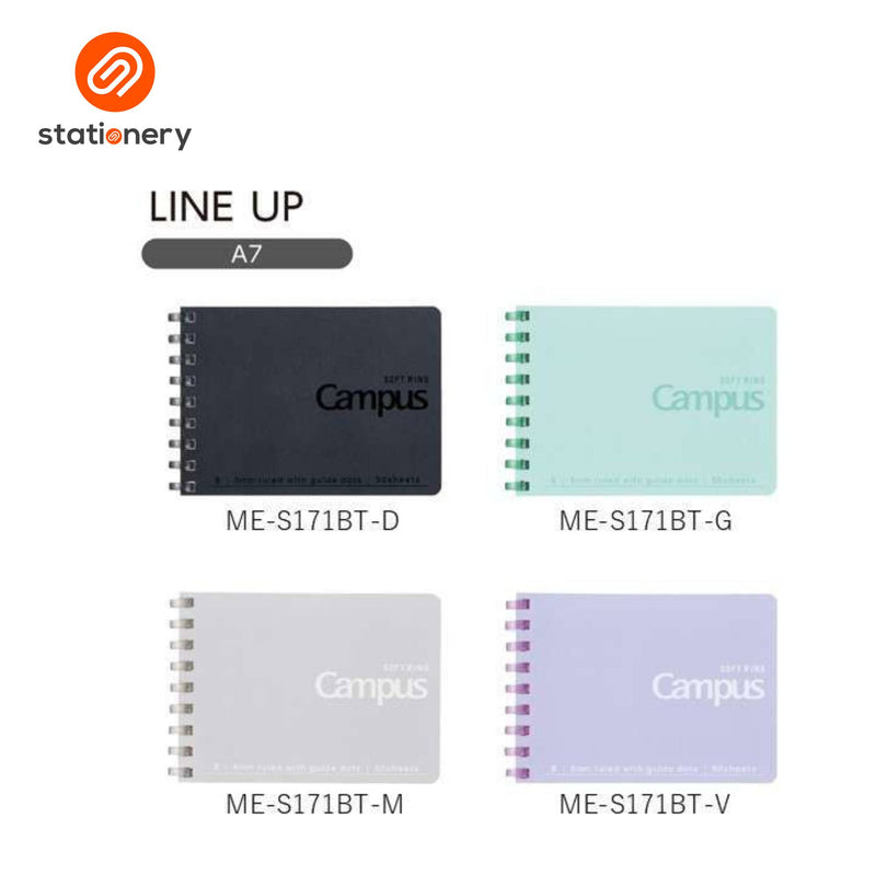Kokuyo Campus Soft Ring Notebook A7 6mm Dot Ruled 50 Sheets-zoom-