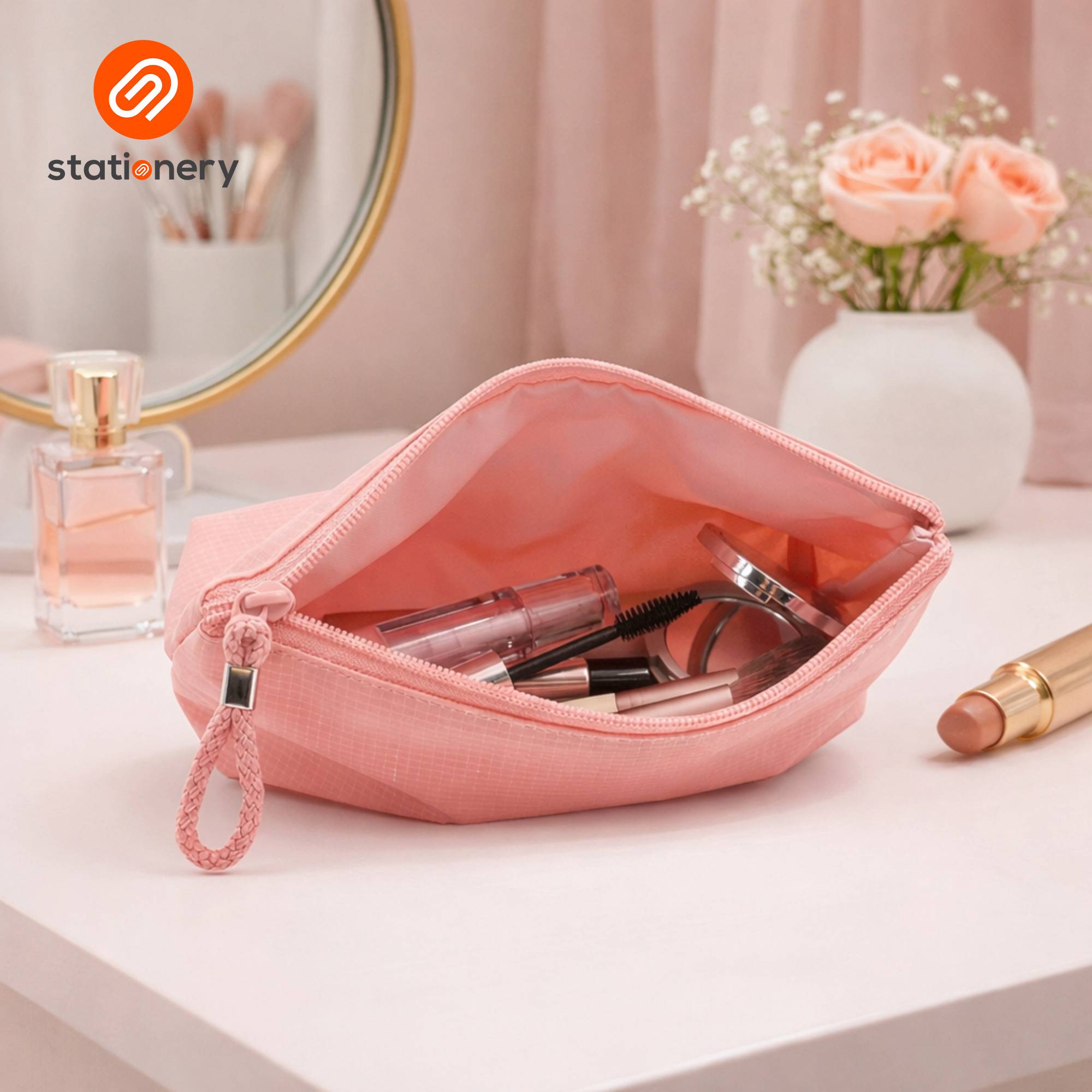 Triangle Checkered Colored PVC Pouch - 21x6x15cm