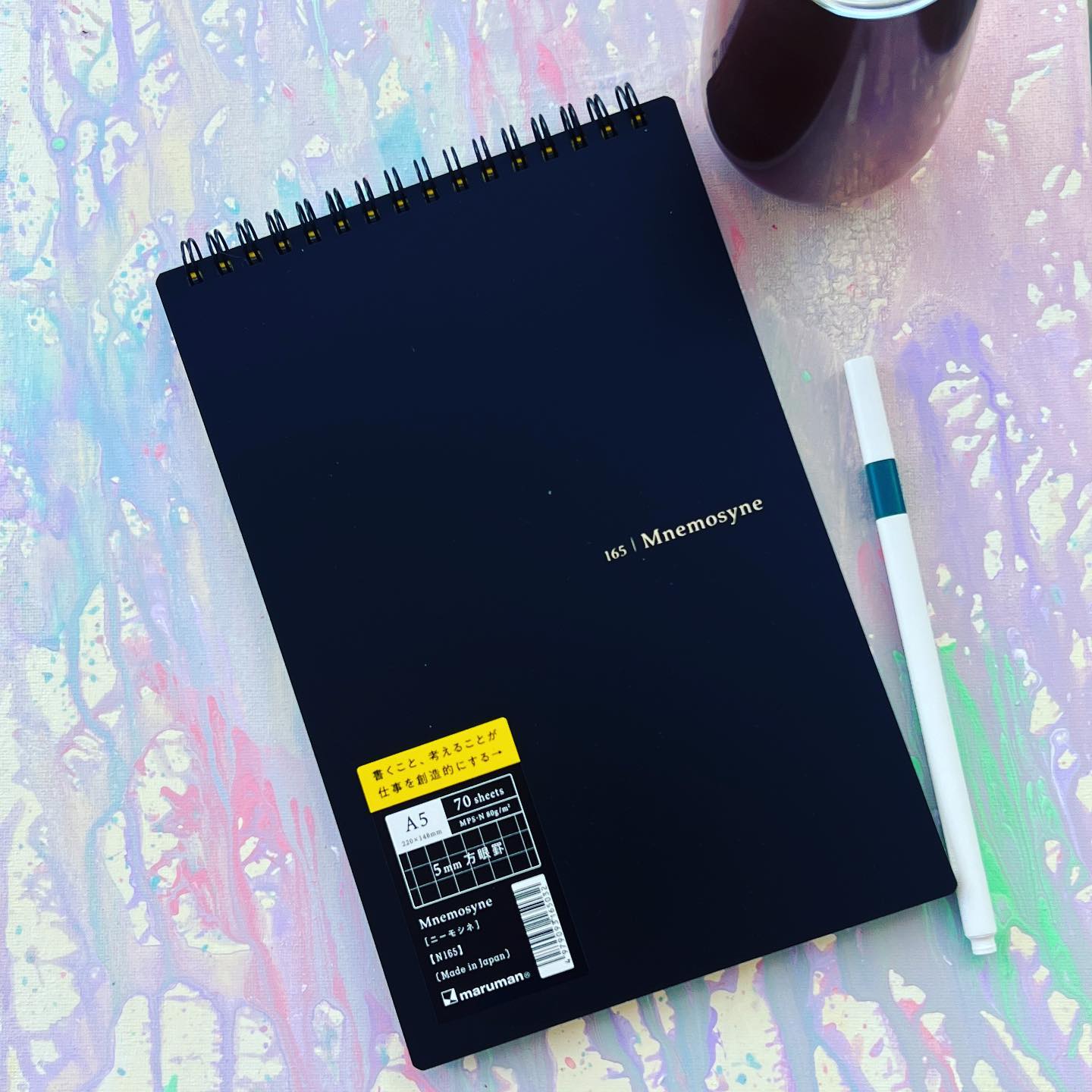Maruman Mnemosyne N165 Top Spiral Grid Memo Pad A5 - 70 Sheets