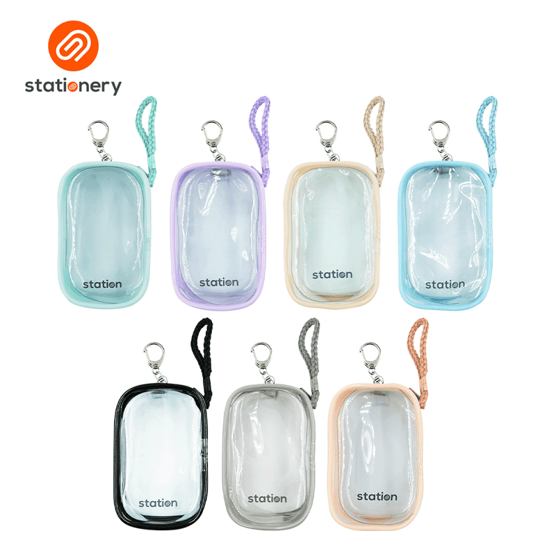 Clear Mini Square Mesh Pouch with Colored Piping - 10.5x6.5x4cm-zoom-