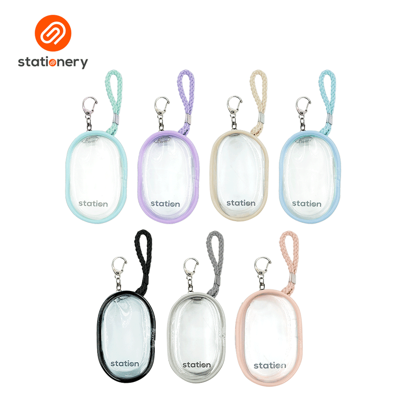 Clear Mini Oblong Mesh Pouch with Colored Piping - 10x6x4cm-zoom-