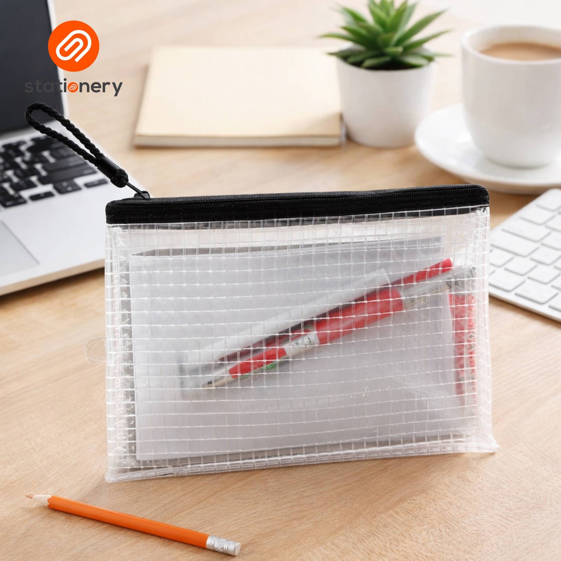 Flat Checkered Pattern Pouch - 25x17cm-1