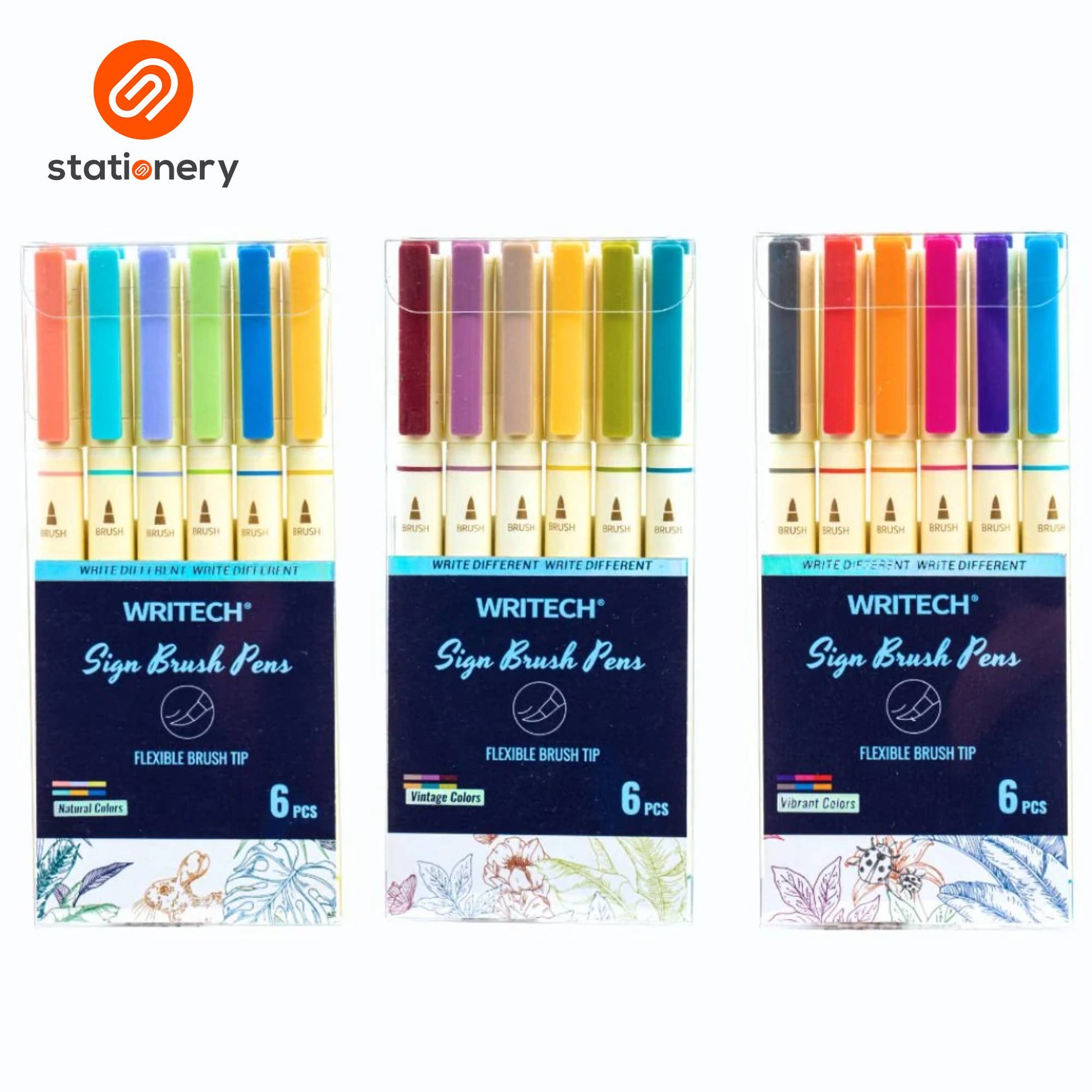 Writech Sign Brush Pens 6pcs per Set - W827-12