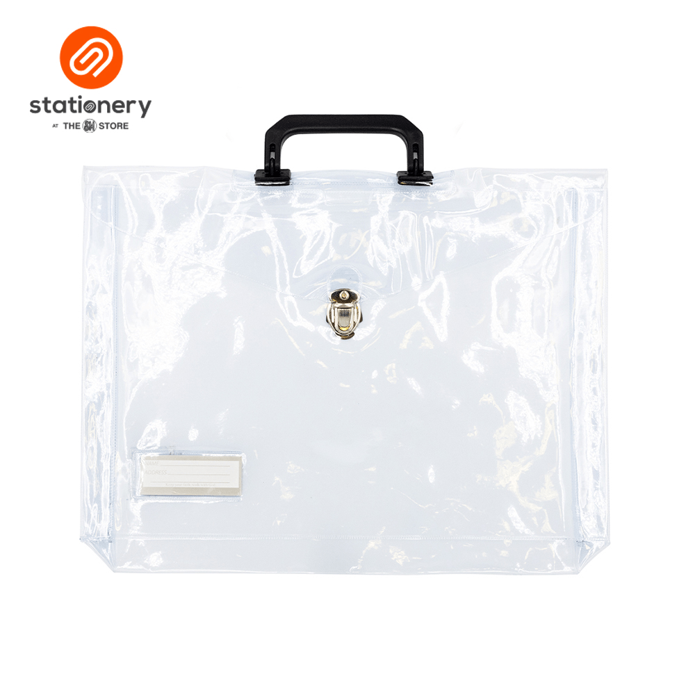 Clear Plastic Expanding Envelope With Push Lock Handle Long SM