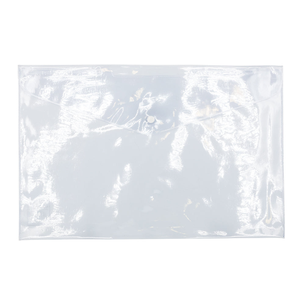Clear Plastic Flat Envelope With Snap Button Long