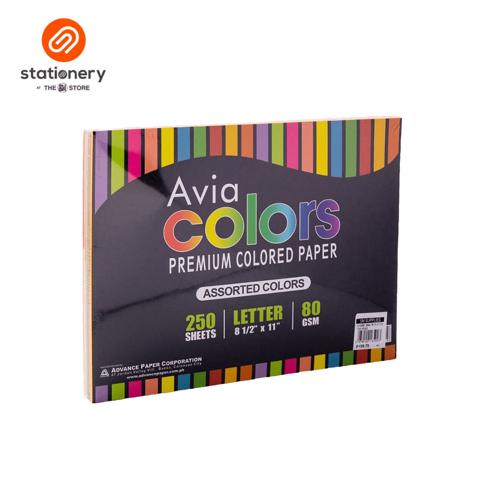 Avia Colored Paper Assorted Vibrant Colors Short 80gsm 250 Sheets