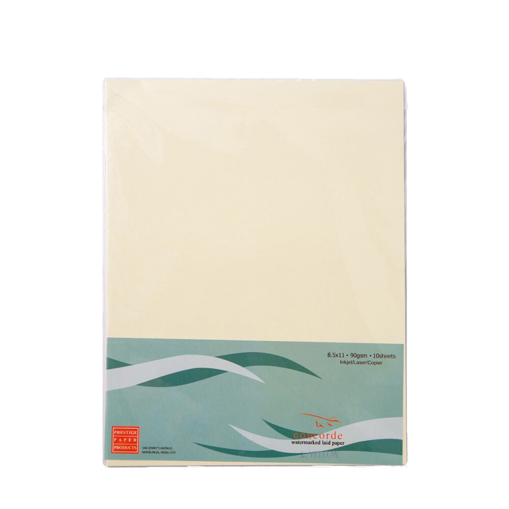 Concorde Laid Board Short 10 Sheets per Pack Light Yellow
