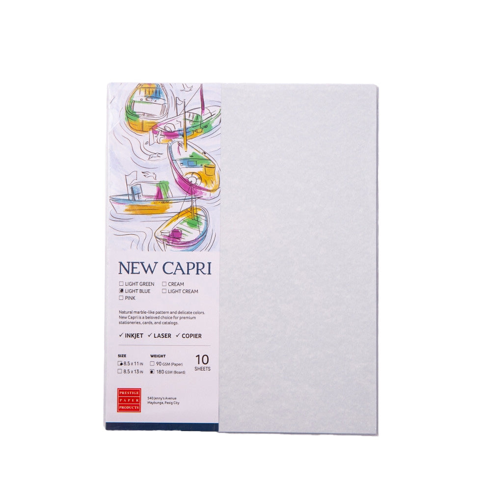 New Capri Specialty Board 180gsm Short 10 Sheets per Pack Light Blue