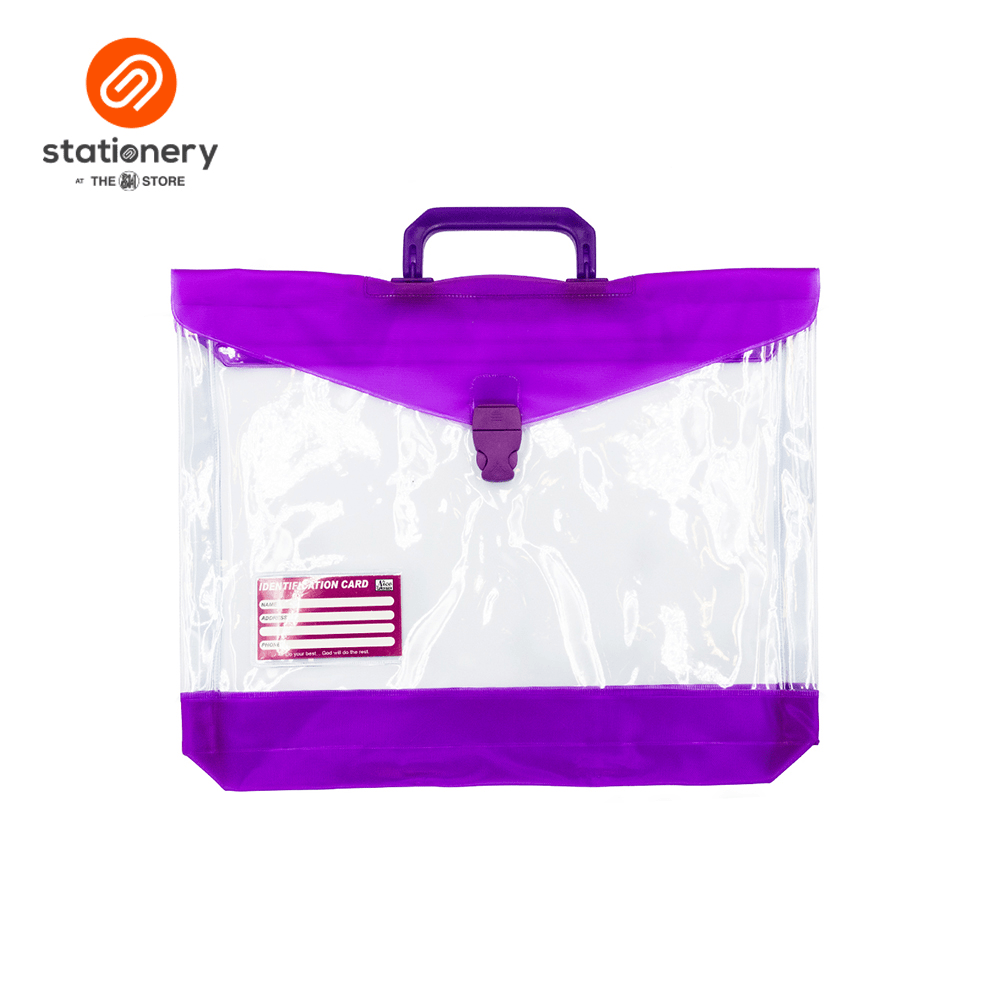 Clear Plastic Expanding Envelope With Push Lock & Handle - Long