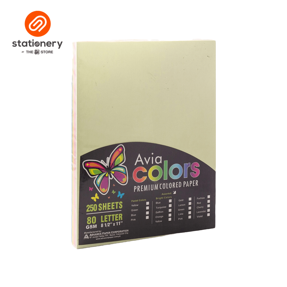 Avia Colored Paper Assorted Pastel Colors Short 80gsm 250 Sheets