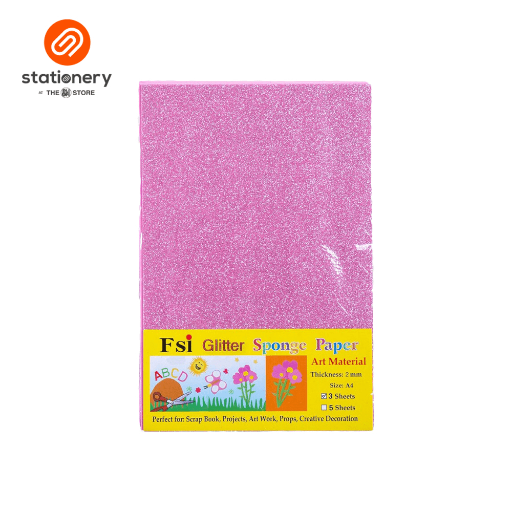FSI Glitter Rubber Foam A4 3 Sheets