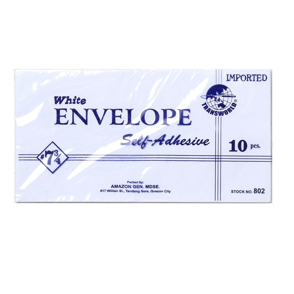 Imported Peel and Seal White Envelope 10 Pieces per Pack