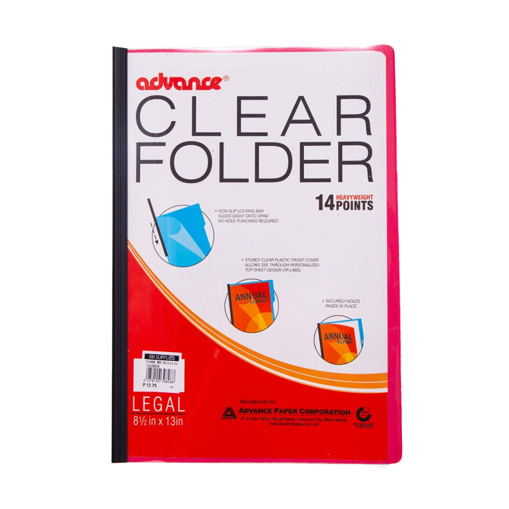 Advance Long Clear Folder Red