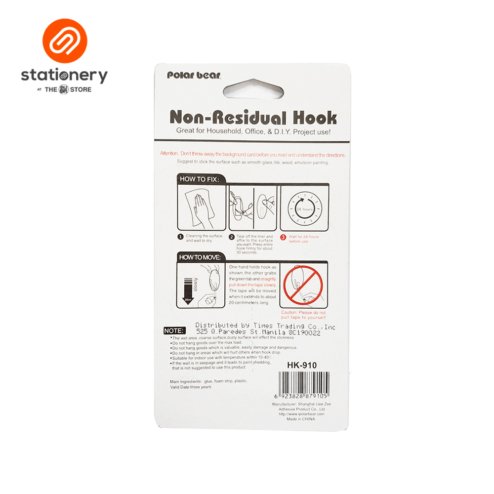 Polar Bear Non Residual Hooks HK-910 Pack of 3