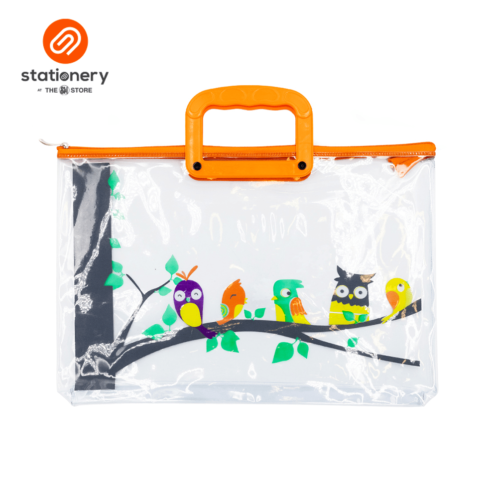 Clear Plastic Flat Envelope with Zipper & Handle Long - Bird Design-zoom-2