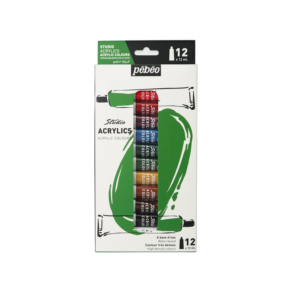 Pebeo Studio Acrylics Acrylverfset – 24 Tubes Van 12 Ml – Professionele Kwaliteit – Levendige Kleuren, Mengbaar – Satijn Afwerking – Ideaal Voor Beginners Tot Gevorderden