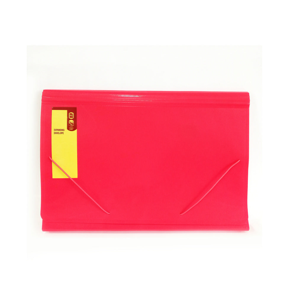 Expanding Document Envelope Vertical Lines Design With Garter 13 Pockets Red