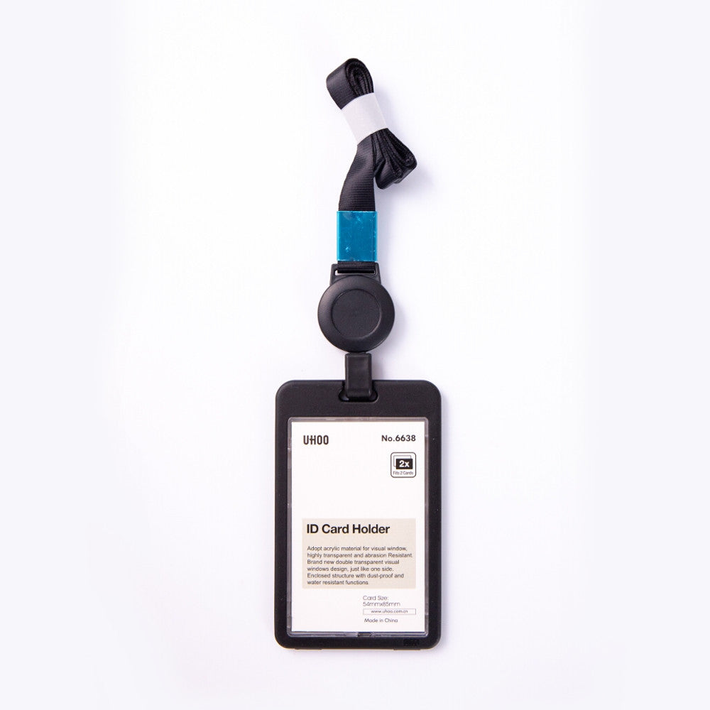 Uhoo ID Card Holder Vertical with Retractable Lanyard Fuschia
