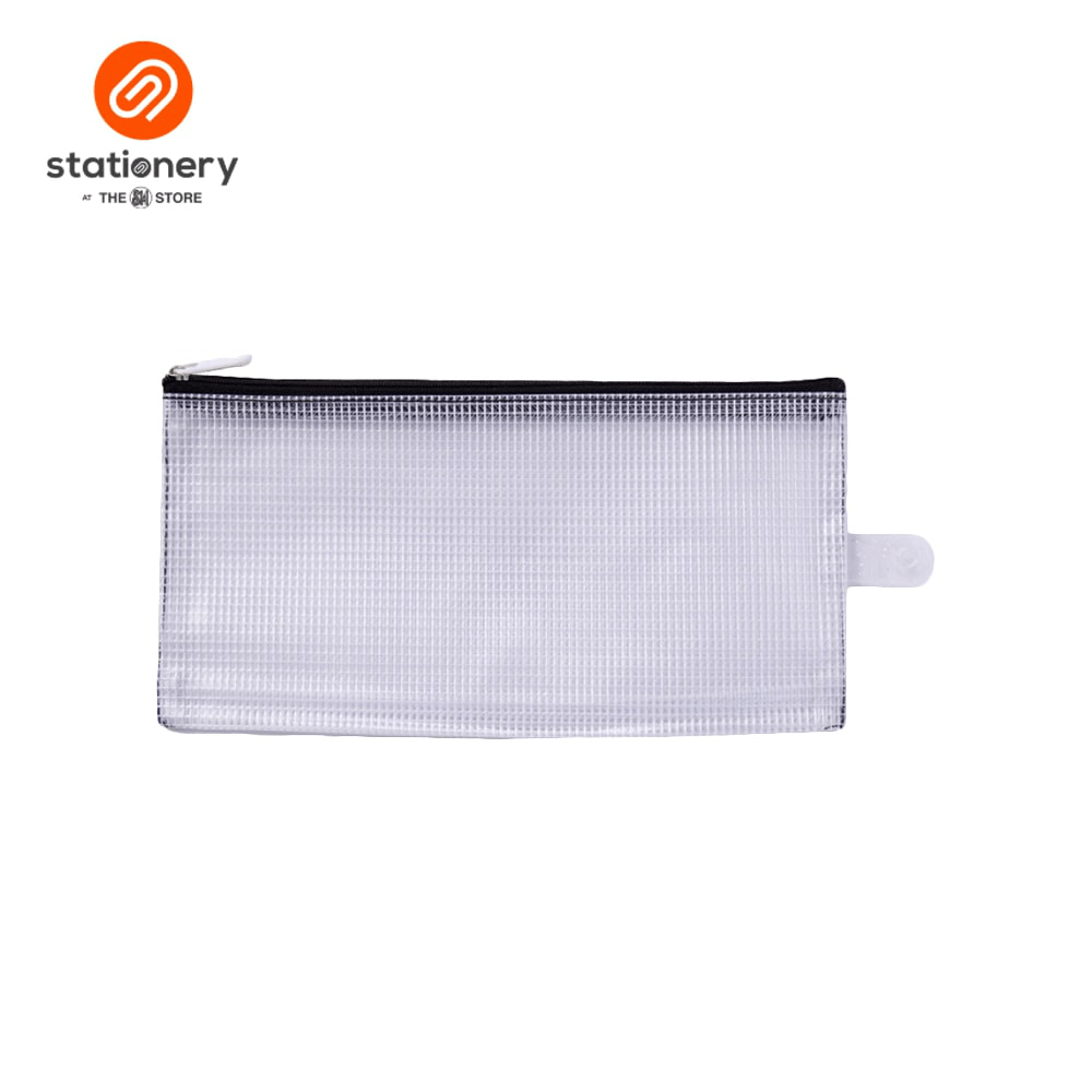 Totemate Zipper Mesh Case White with Black Zipper - Cheque-1