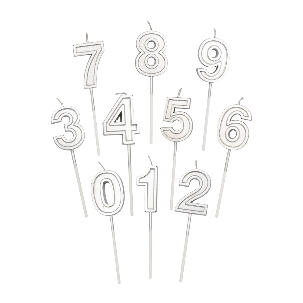 Number Candle Silver 4.5" 0
